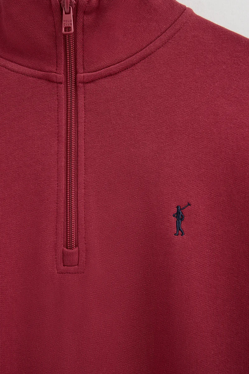Burnt-red high-neck sweatshirt with zip and Rigby Go embroidery - Image 7