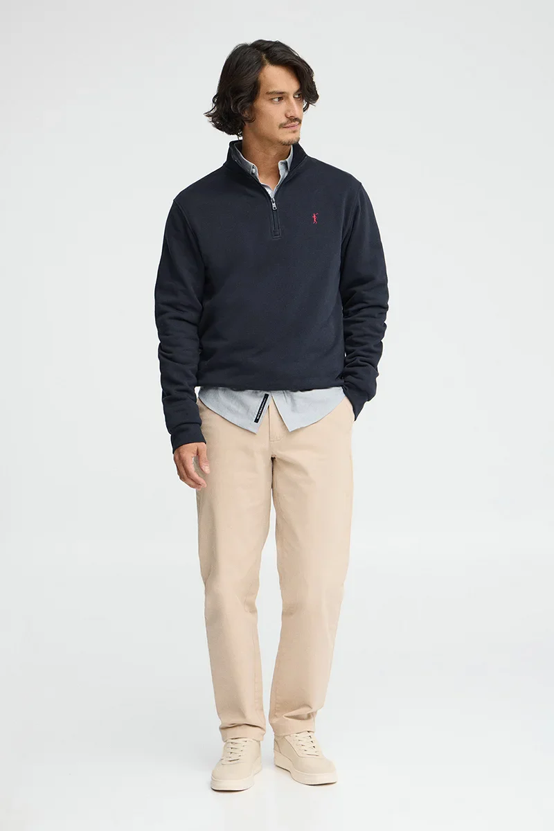 Navy-blue high-neck sweatshirt with zip and Rigby Go embroidery - Image 4