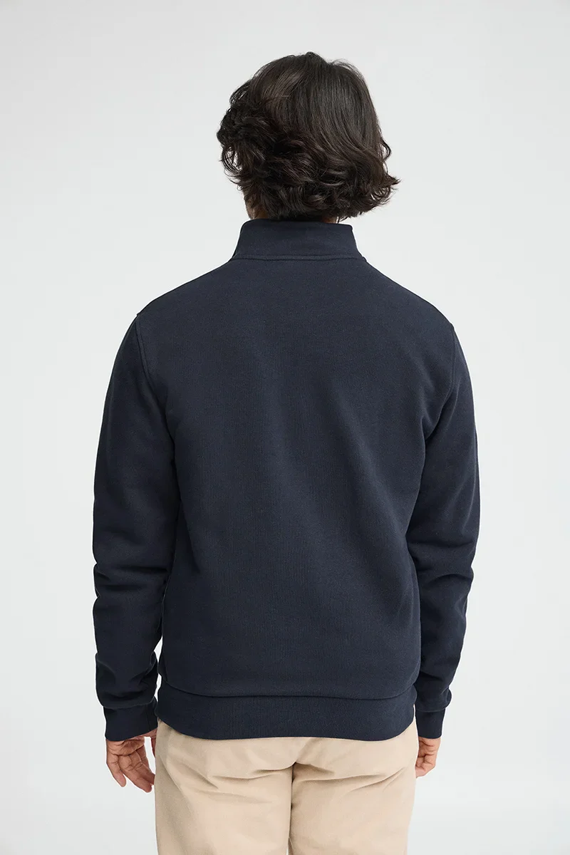 Navy-blue high-neck sweatshirt with zip and Rigby Go embroidery - Image 5