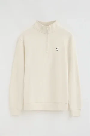 Nude high-neck sweatshirt with zip and Rigby Go embroidery - Image 10