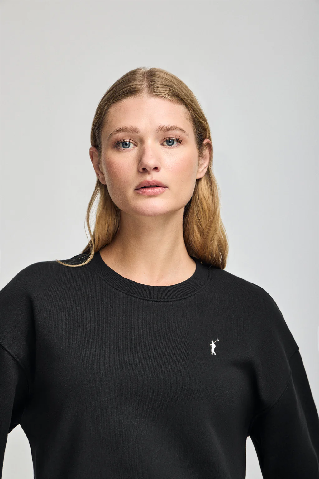 Black round-neck sweatshirt with Rigby Go embroidery - Image 3