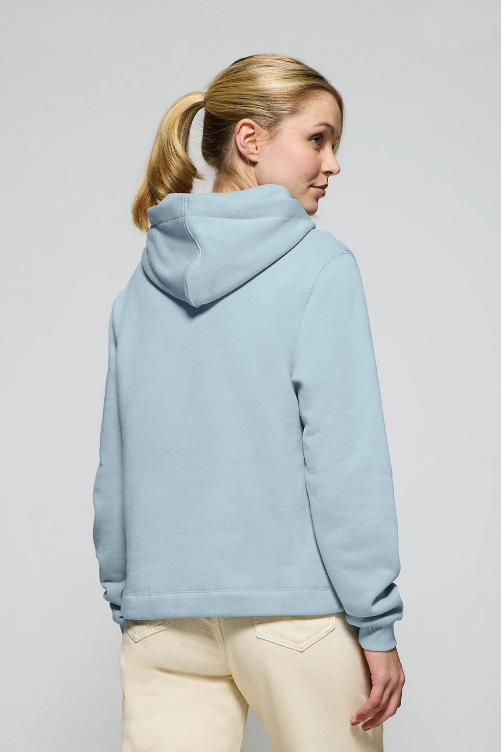 Light-blue hoodie with Rigby Go embroidered logo - Image 2