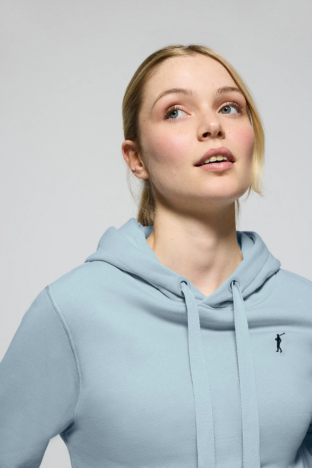 Light-blue hoodie with Rigby Go embroidered logo - Image 3
