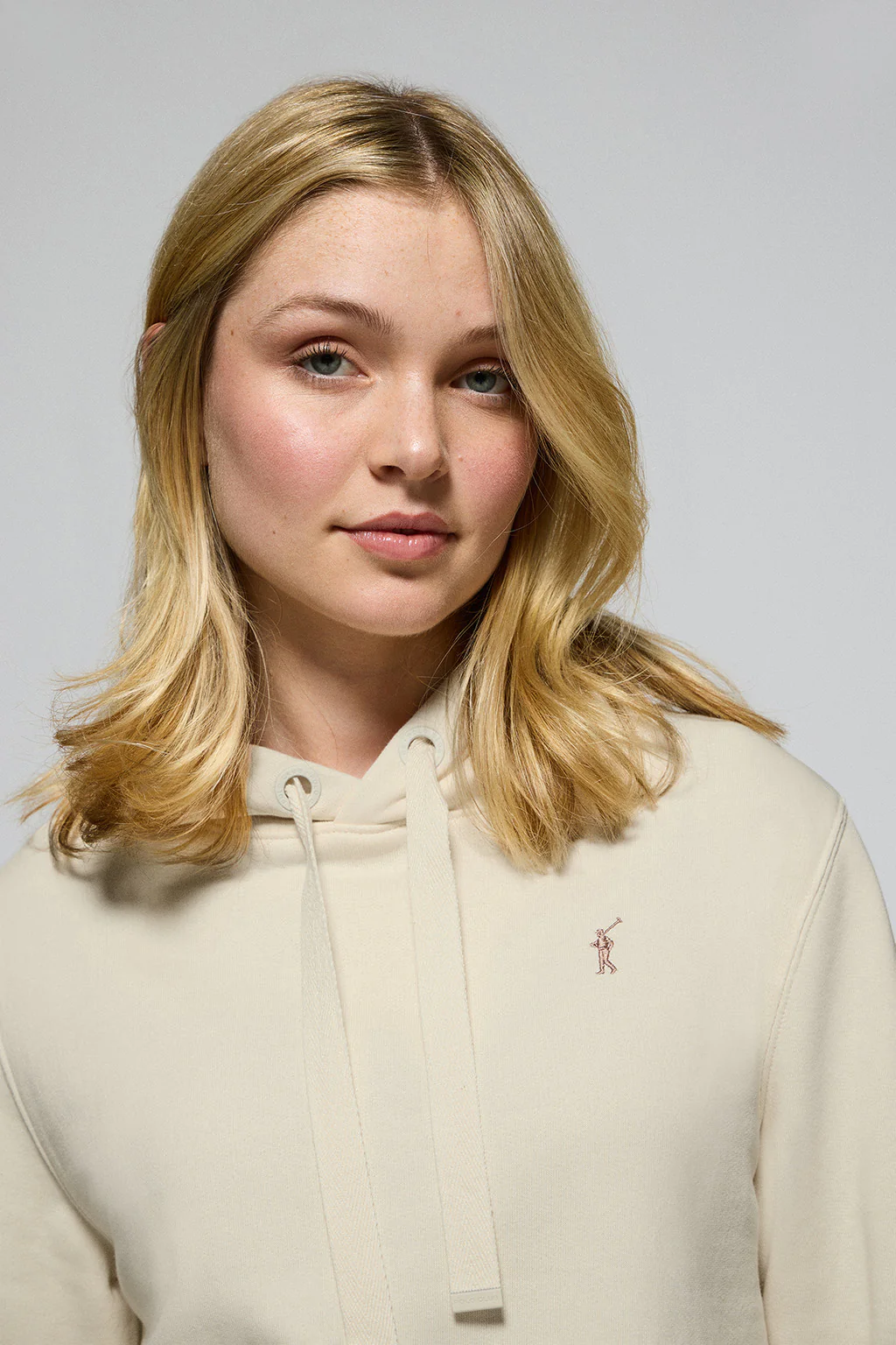Nude hoodie with Rigby Go embroidered logo - Image 3