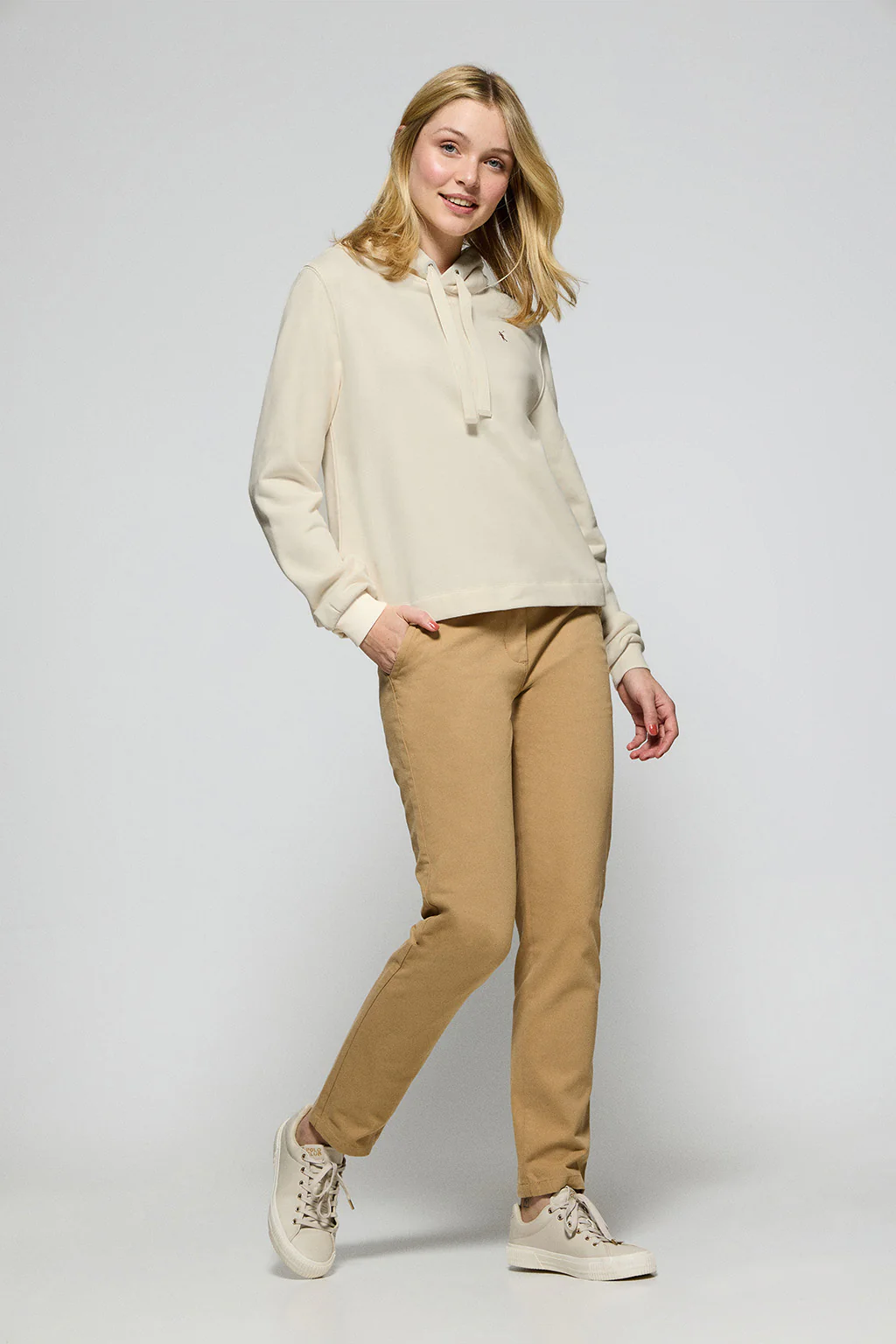 Nude hoodie with Rigby Go embroidered logo - Image 4