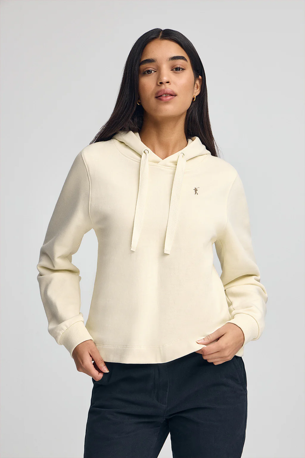 Nude hoodie with Rigby Go logo