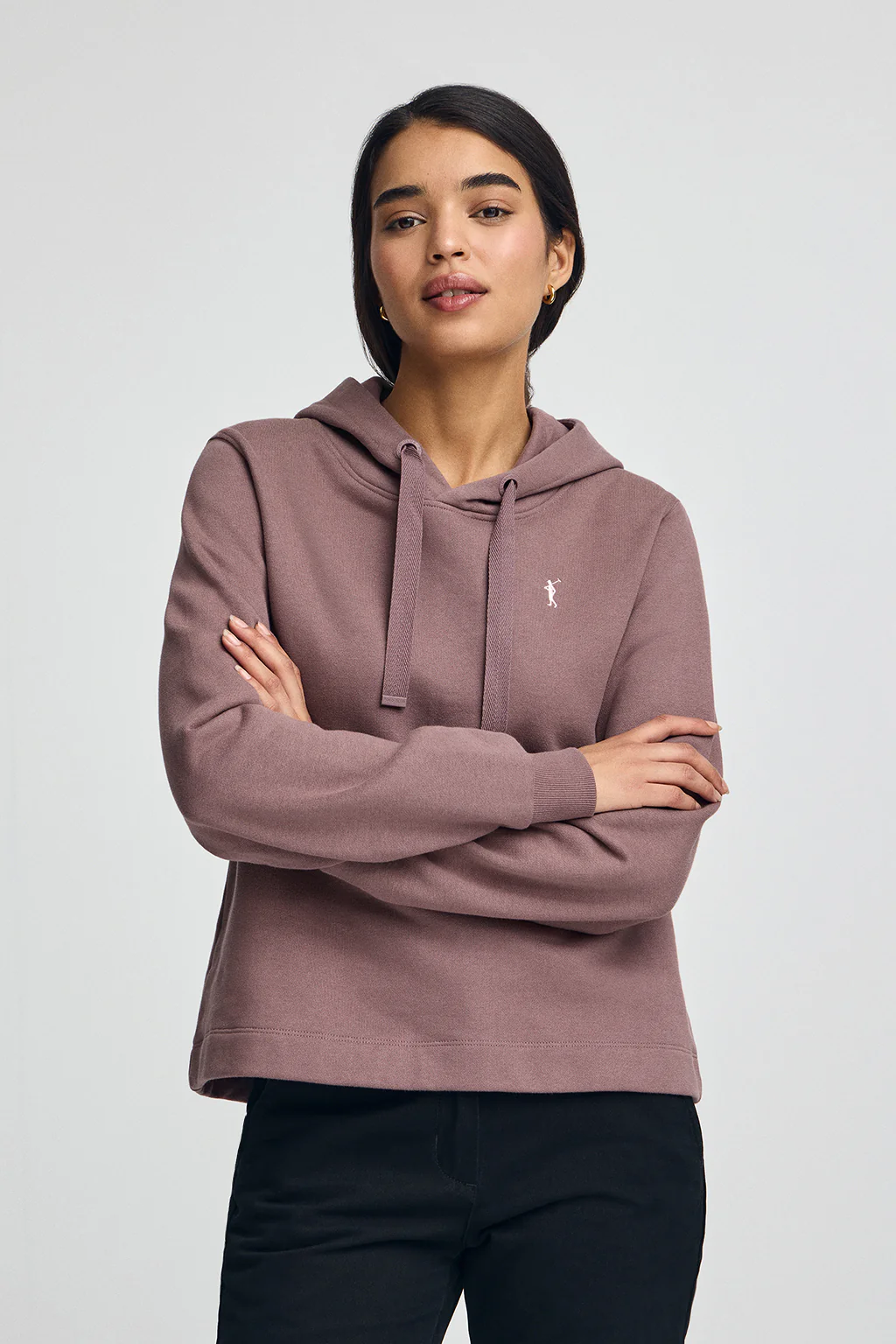 Taupe-pink hoodie with Rigby Go logo - Image 2