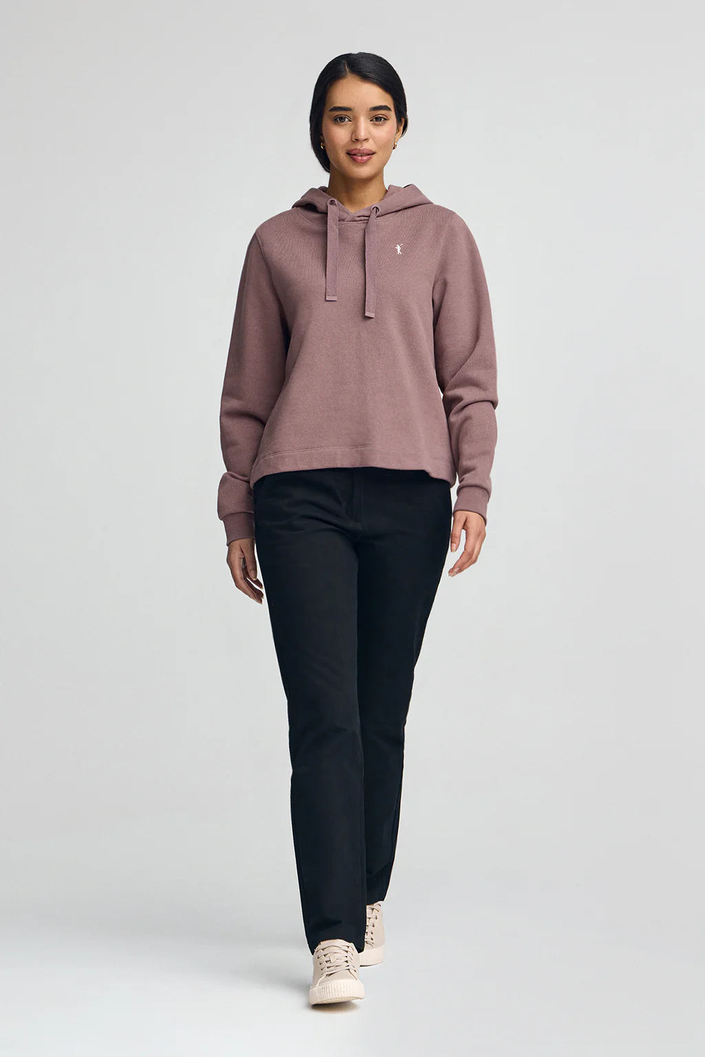 Taupe-pink hoodie with Rigby Go logo - Image 3