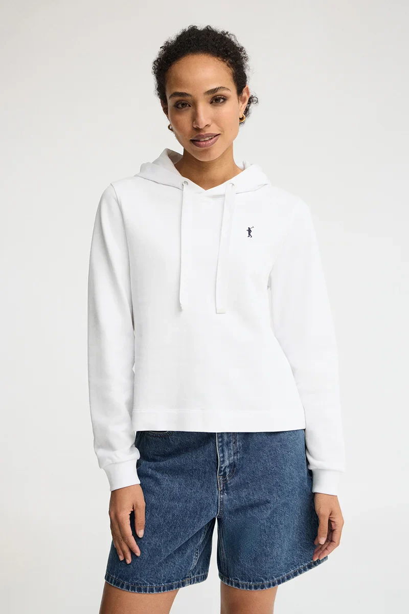 White straight-fit hoodie with Rigby Go embroidery