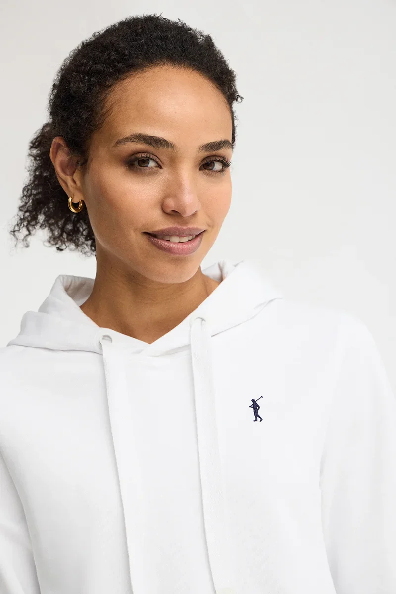 White straight-fit hoodie with Rigby Go embroidery - Image 2