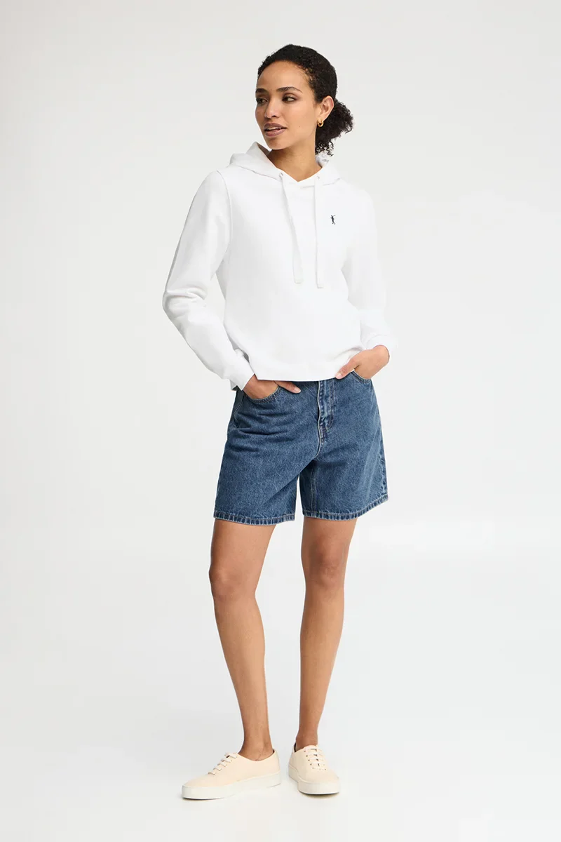 White straight-fit hoodie with Rigby Go embroidery - Image 4