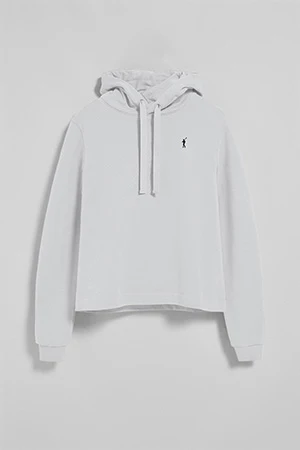 White hoodie with Rigby Go embroidered logo - Image 9