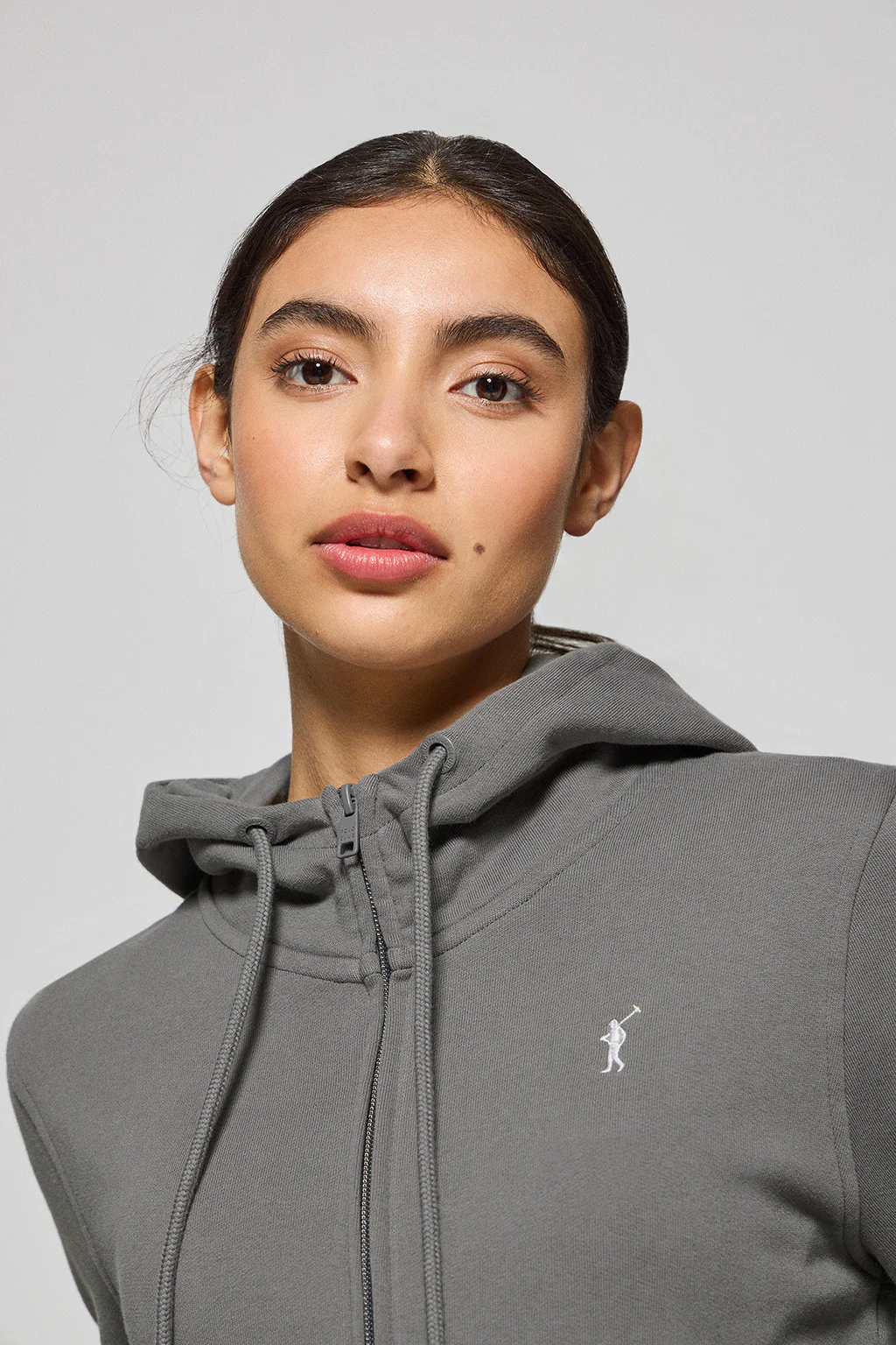 Asphalt-grey hoodie with zip and Rigby Go embroidery - Image 3