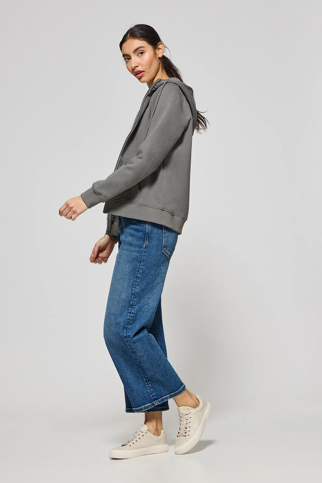 Asphalt-grey hoodie with zip and Rigby Go embroidery - Image 4