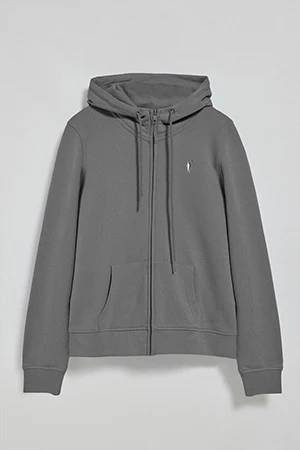 Asphalt-grey hoodie with zip and Rigby Go embroidery - Image 9