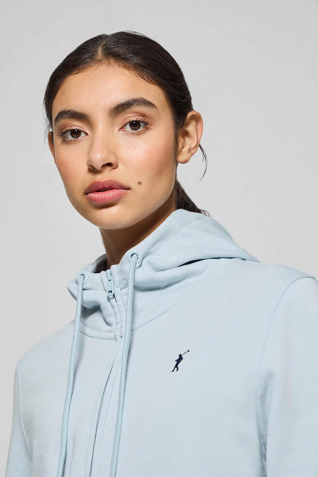 Light-blue hoodie with zip and Rigby Go embroidery - Image 2