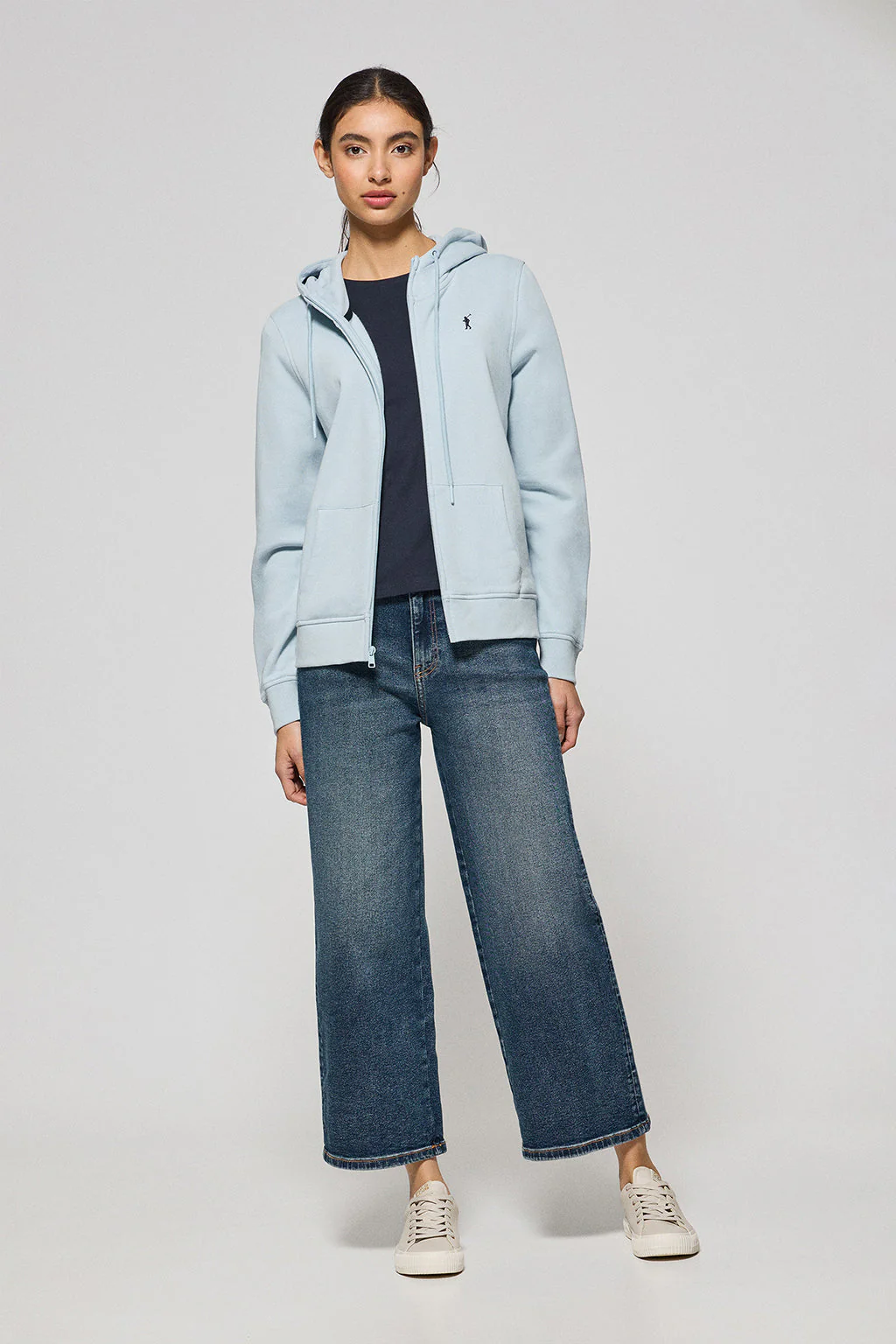 Light-blue hoodie with zip and Rigby Go embroidery - Image 3
