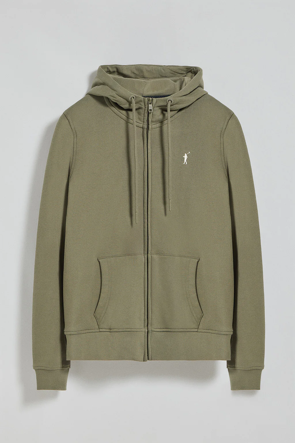 Army-green hoodie with zip and Rigby Go embroidery - Image 7