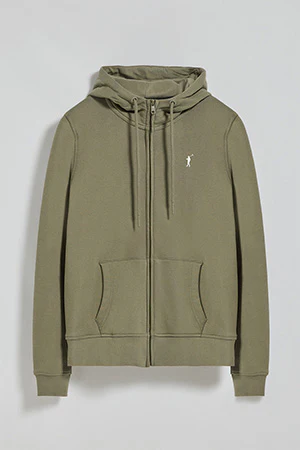 Army-green hoodie with zip and Rigby Go embroidery - Image 8