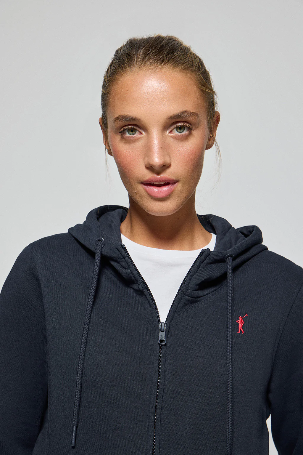 Navy-blue hoodie with zip and Rigby Go embroidery - Image 3