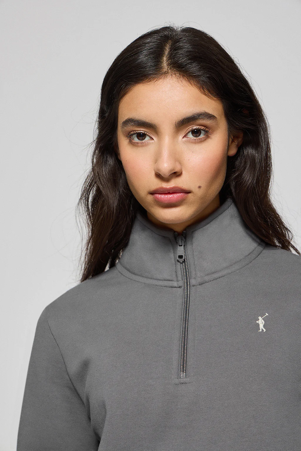 Asphalt-grey half-zip sweatshirt with Rigby Go logo - Image 3