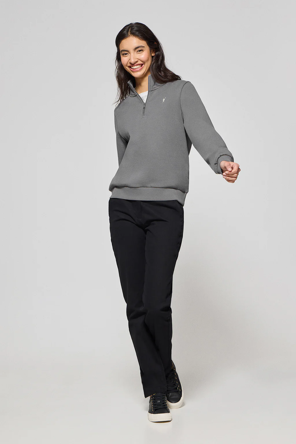 Asphalt-grey half-zip sweatshirt with Rigby Go logo - Image 4