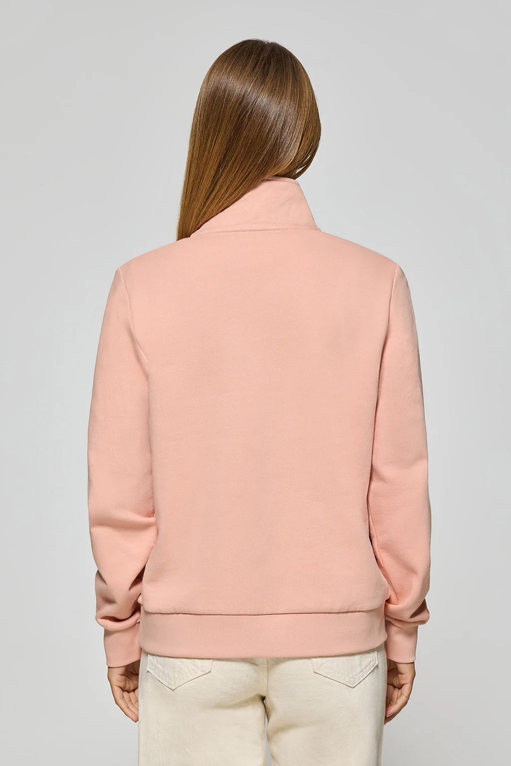 Pale-pink half-zip sweatshirt with Rigby Go logo - Image 2