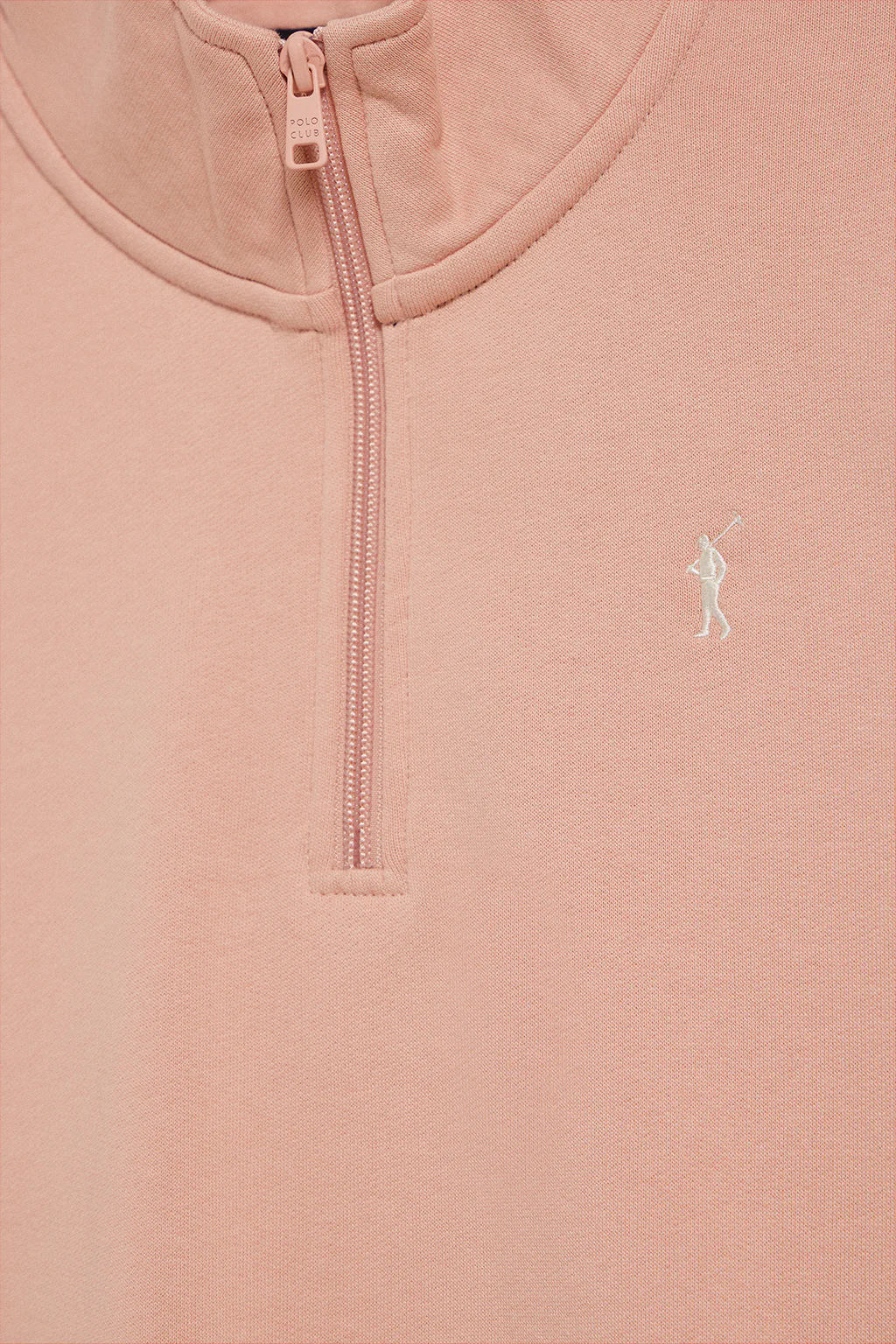 Pale-pink half-zip sweatshirt with Rigby Go logo - Image 6