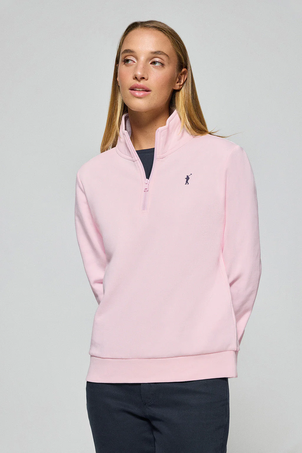 Pink half-zip sweatshirt with Rigby Go logo - Image 3