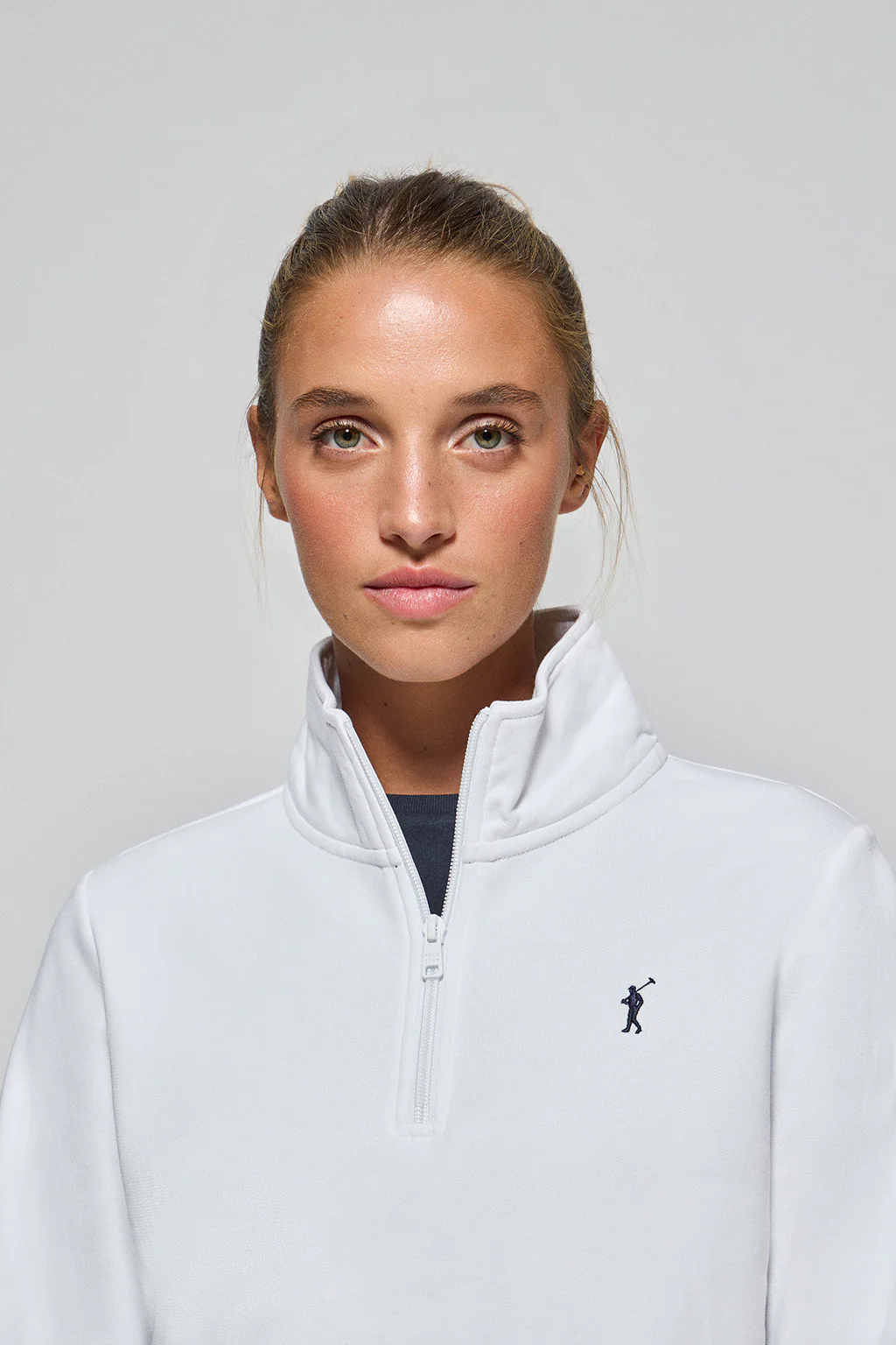White half-zip sweatshirt with Rigby Go logo - Image 3