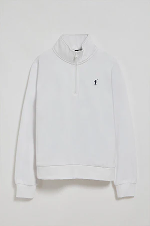 White half-zip sweatshirt with Rigby Go logo - Image 9