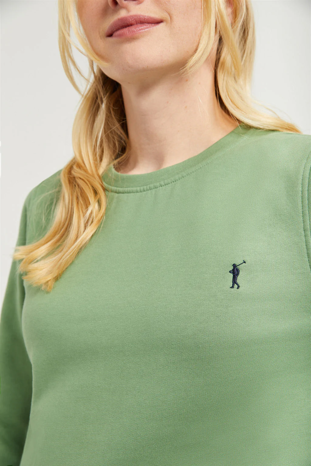 Mud-green round-neck basic sweatshirt with Rigby Go logo - Image 4