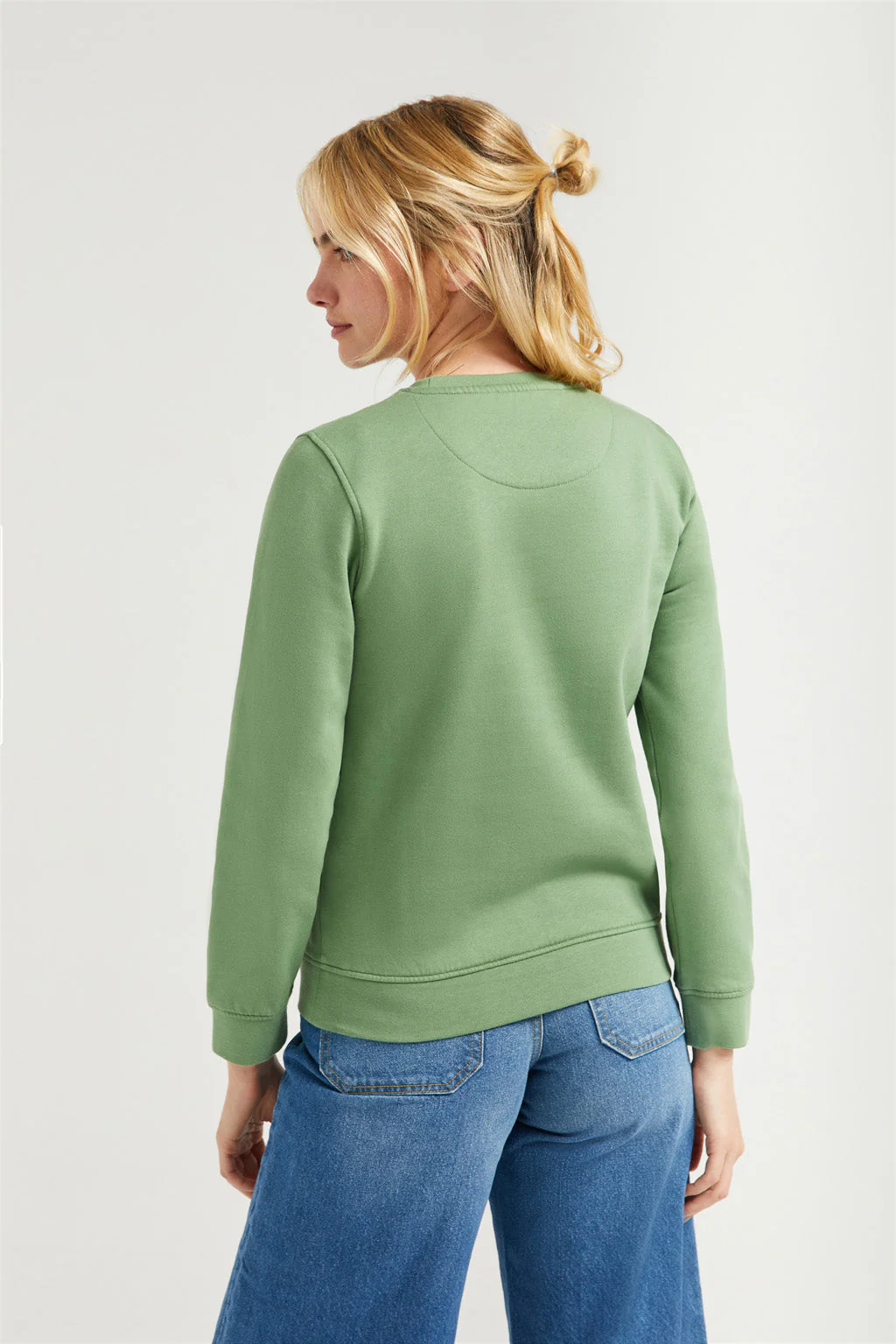 Mud-green round-neck basic sweatshirt with Rigby Go logo - Image 5