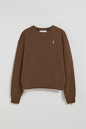 Brown round-neck sweatshirt with Rigby Go embroidered logo - Image 9
