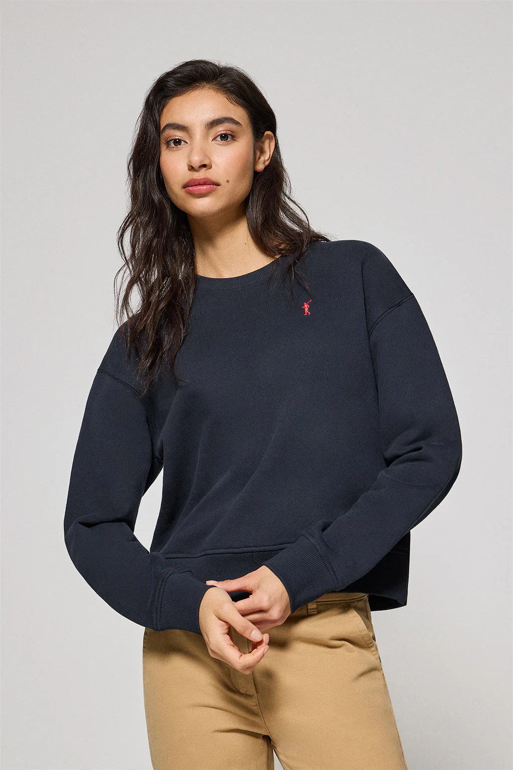Navy-blue round-neck sweatshirt with Rigby Go embroidered logo - Image 4