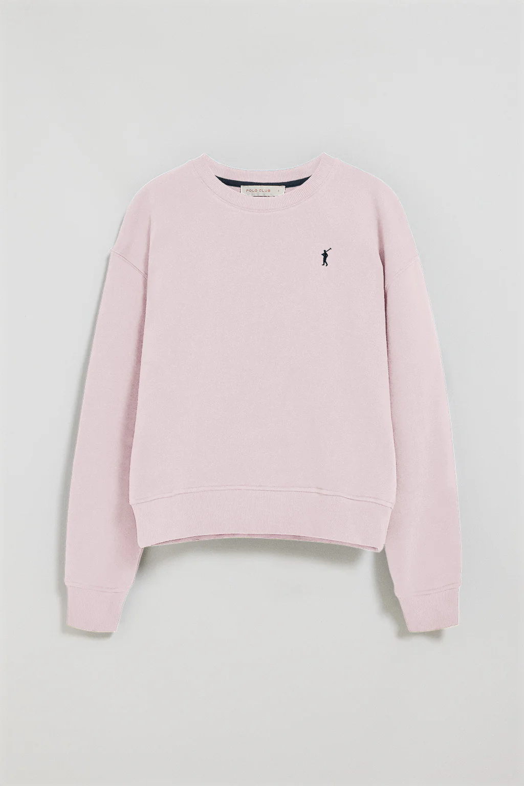 Pink round-neck sweatshirt with Rigby Go embroidered logo - Image 5