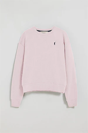 Pink round-neck sweatshirt with Rigby Go embroidered logo - Image 9