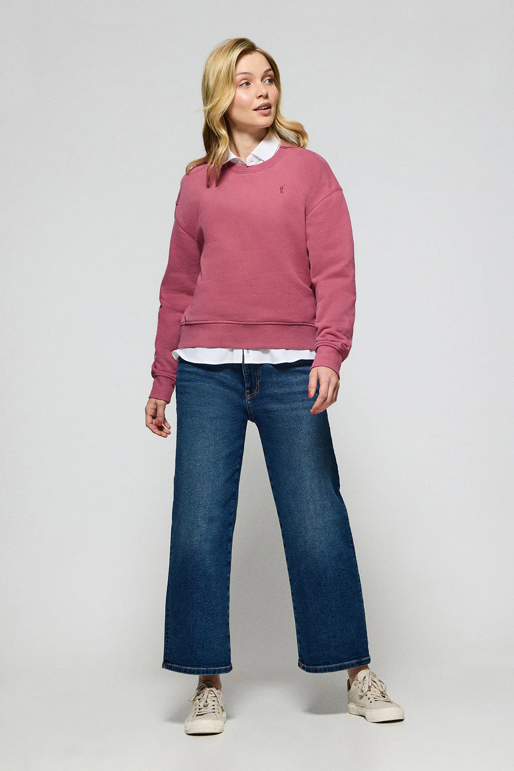Wine-pink round-neck sweatshirt with Rigby Go embroidered logo - Image 3