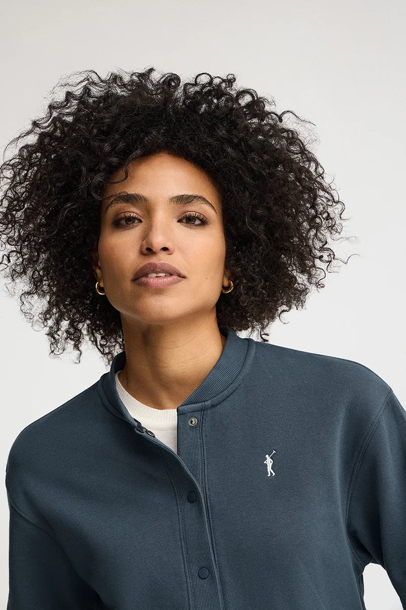 Denim-blue cardigan in sweatshirt fabric with Rigby Go embroidery - Image 2