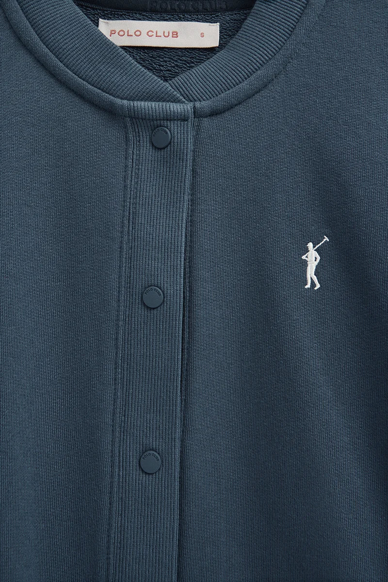 Denim-blue cardigan in sweatshirt fabric with Rigby Go embroidery - Image 6