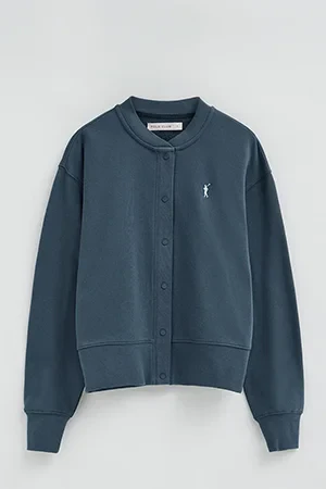 Denim-blue cardigan in sweatshirt fabric with Rigby Go embroidery - Image 9