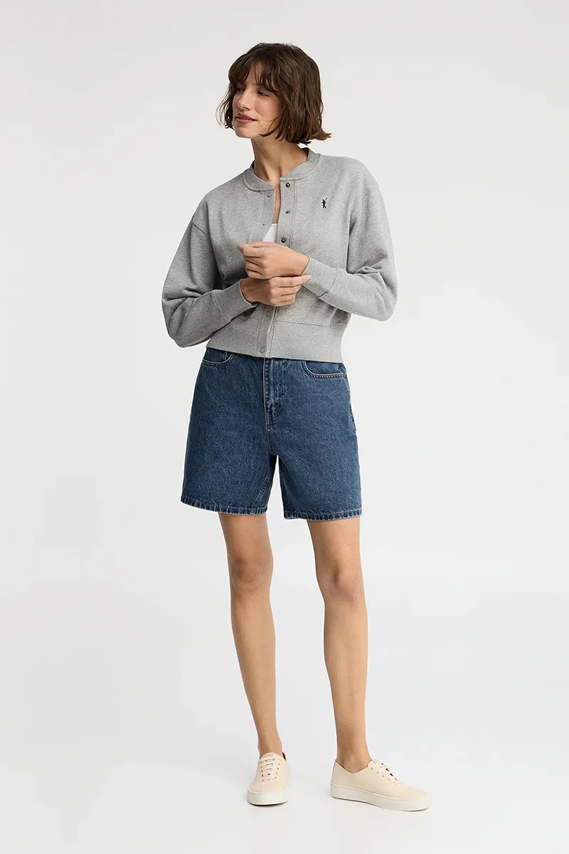 Grey-marl cardigan in sweatshirt fabric with Rigby Go embroidery - Image 4