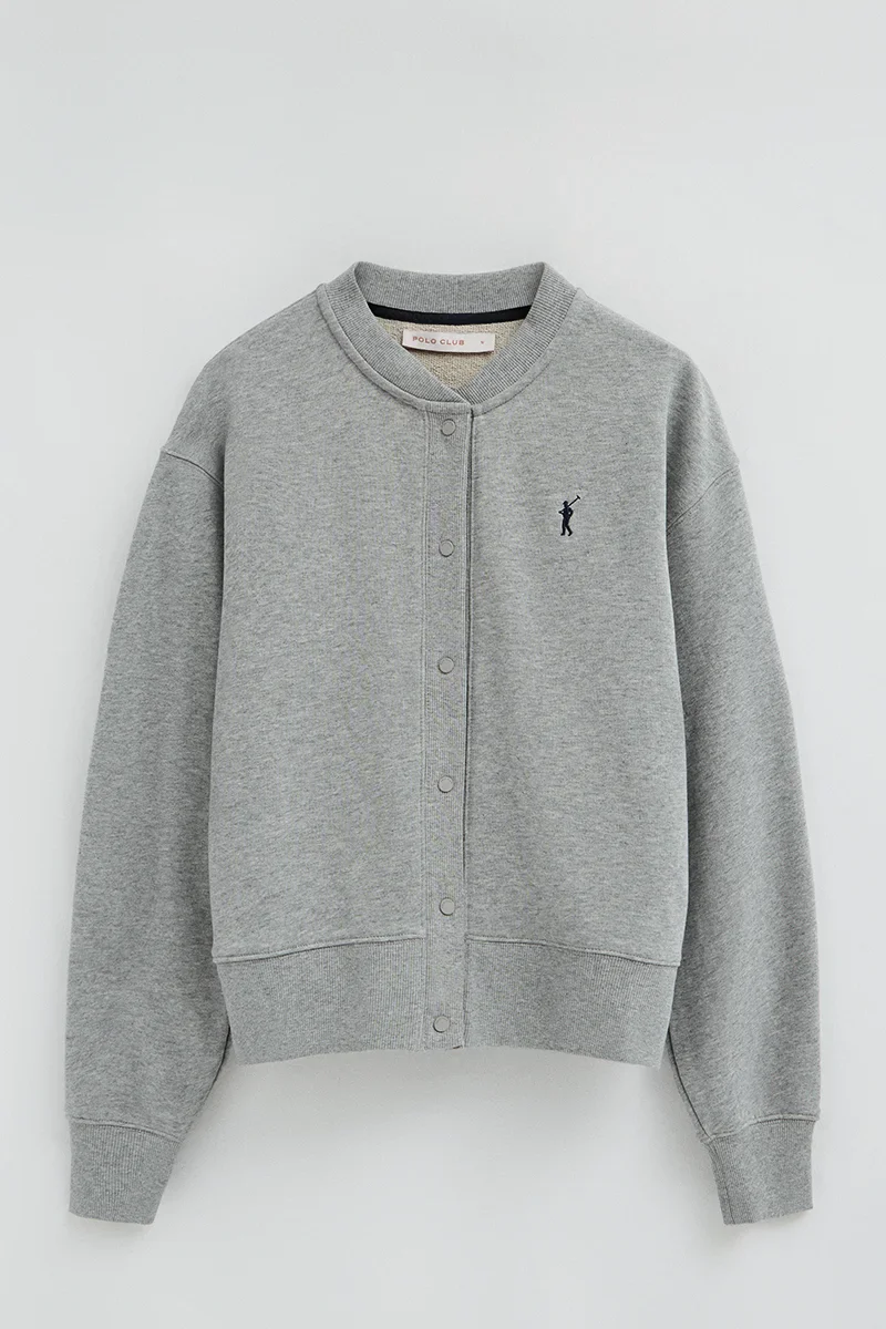 Grey-marl cardigan in sweatshirt fabric with Rigby Go embroidery - Image 9