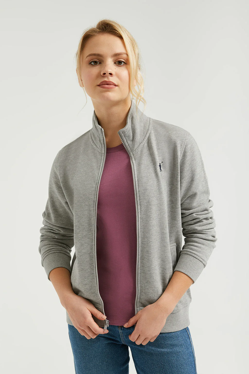 Grey-vigore high-neck open sweatshirt with Rigby Go logo - Image 3