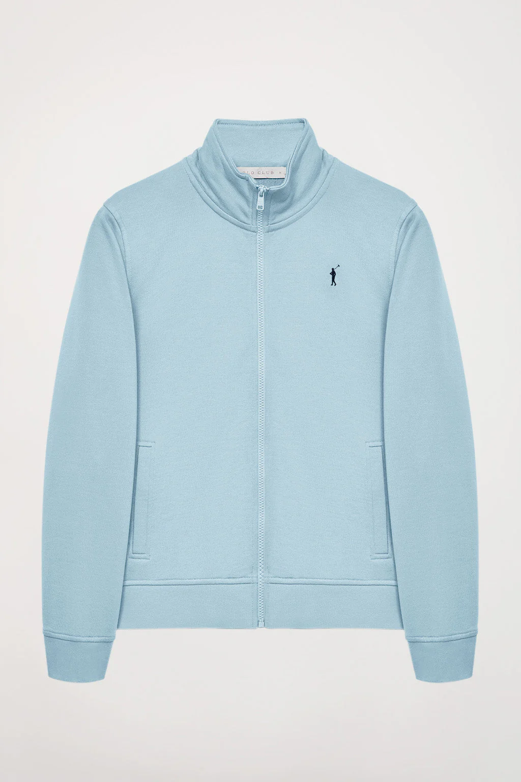 Sky-blue high-neck open sweatshirt with Rigby Go logo - Image 6