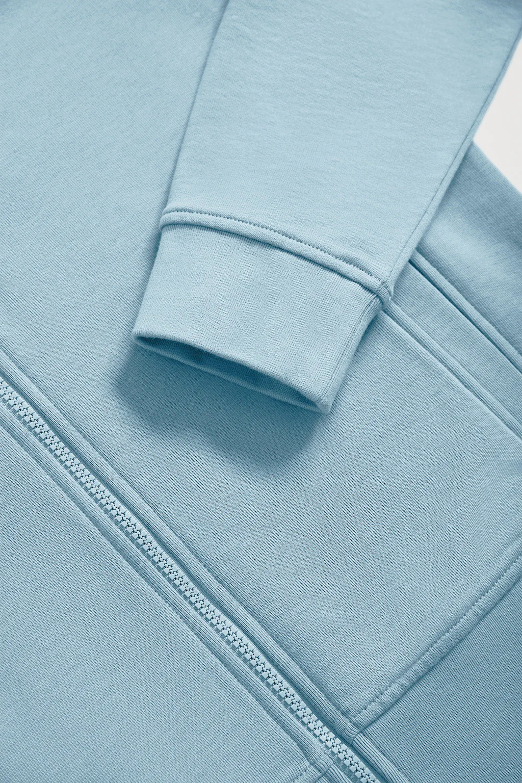 Sky-blue high-neck open sweatshirt with Rigby Go logo - Image 7