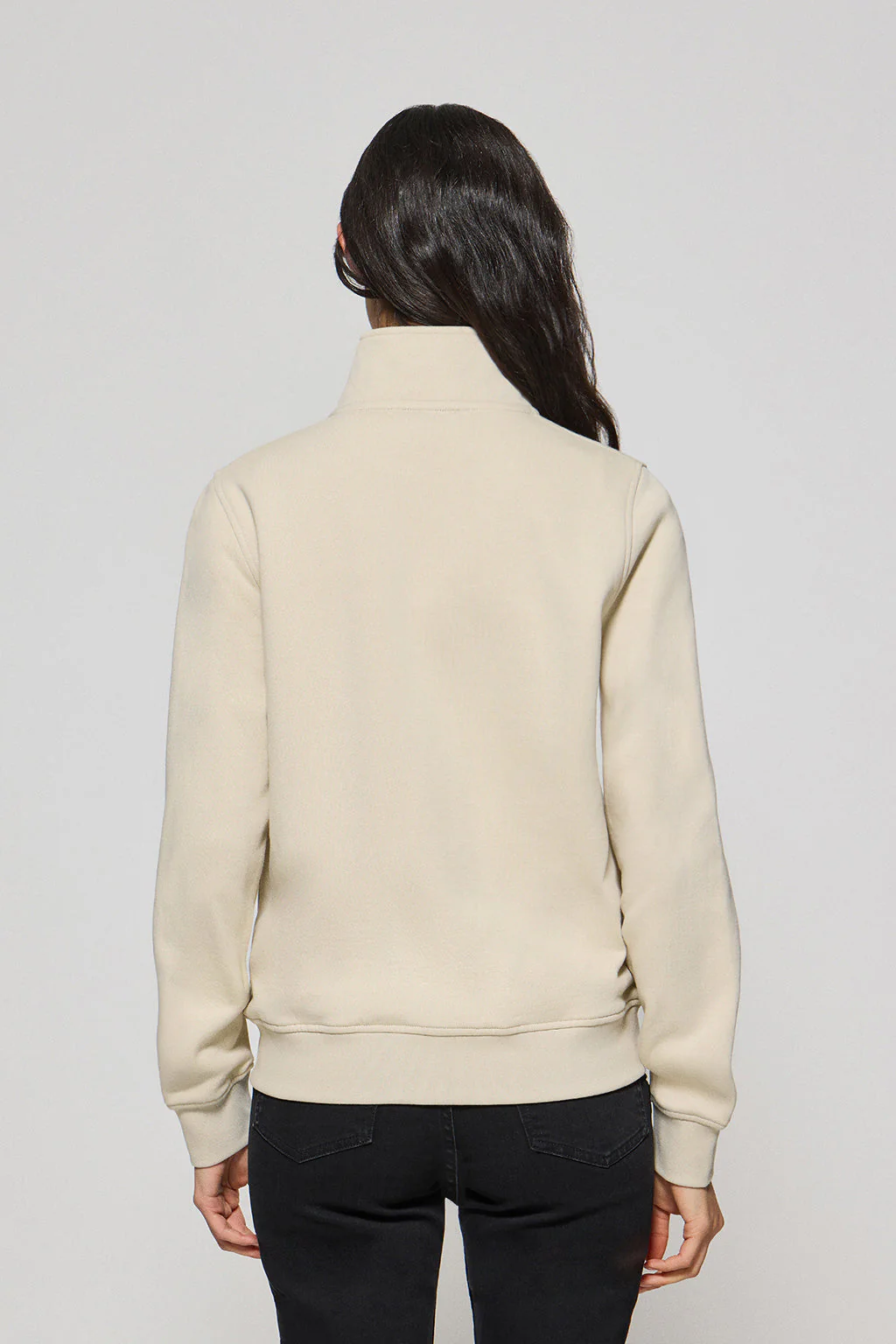 Beige high-neck zip-up sweatshirt with Rigby Go logo - Image 4