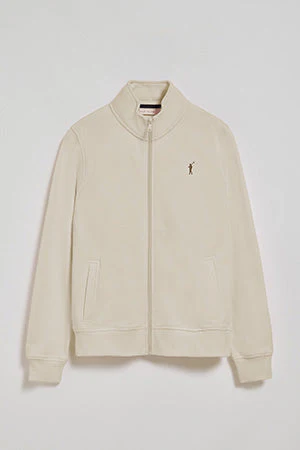 Beige high-neck zip-up sweatshirt with Rigby Go logo - Image 9