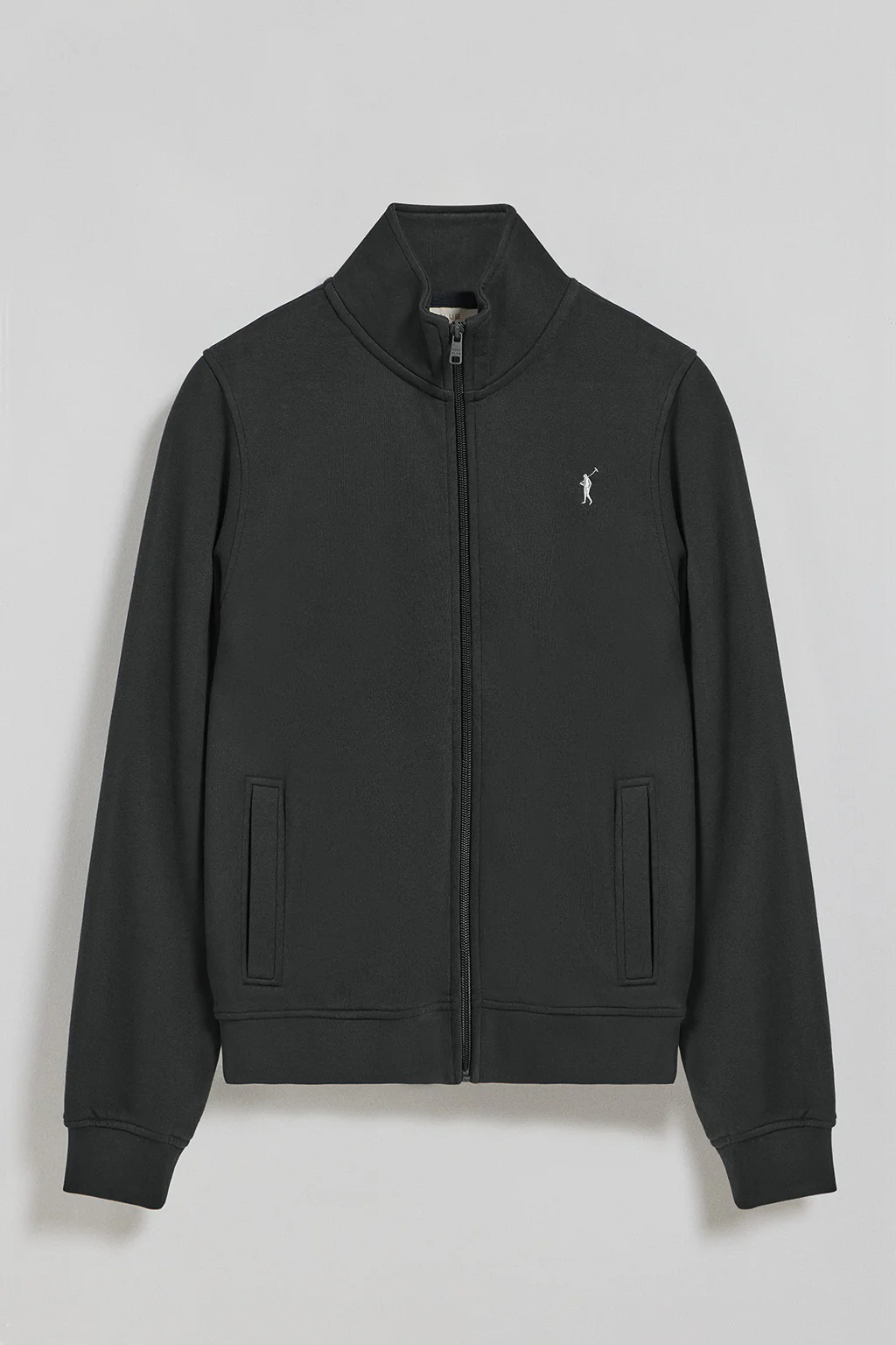 Black high-neck zip-up sweatshirt with Rigby Go logo - Image 7