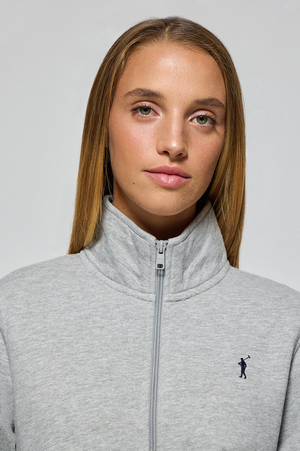 Grey-marl high-neck zip-up sweatshirt with Rigby Go logo - Image 2